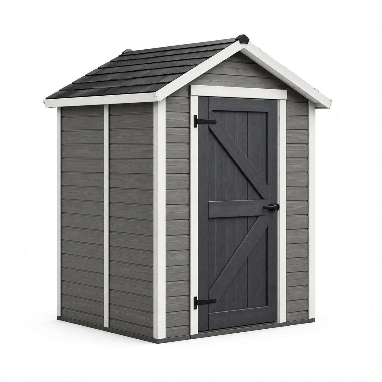 Abri de jardin en composite gris avec toit en pente 185x122x221 cm