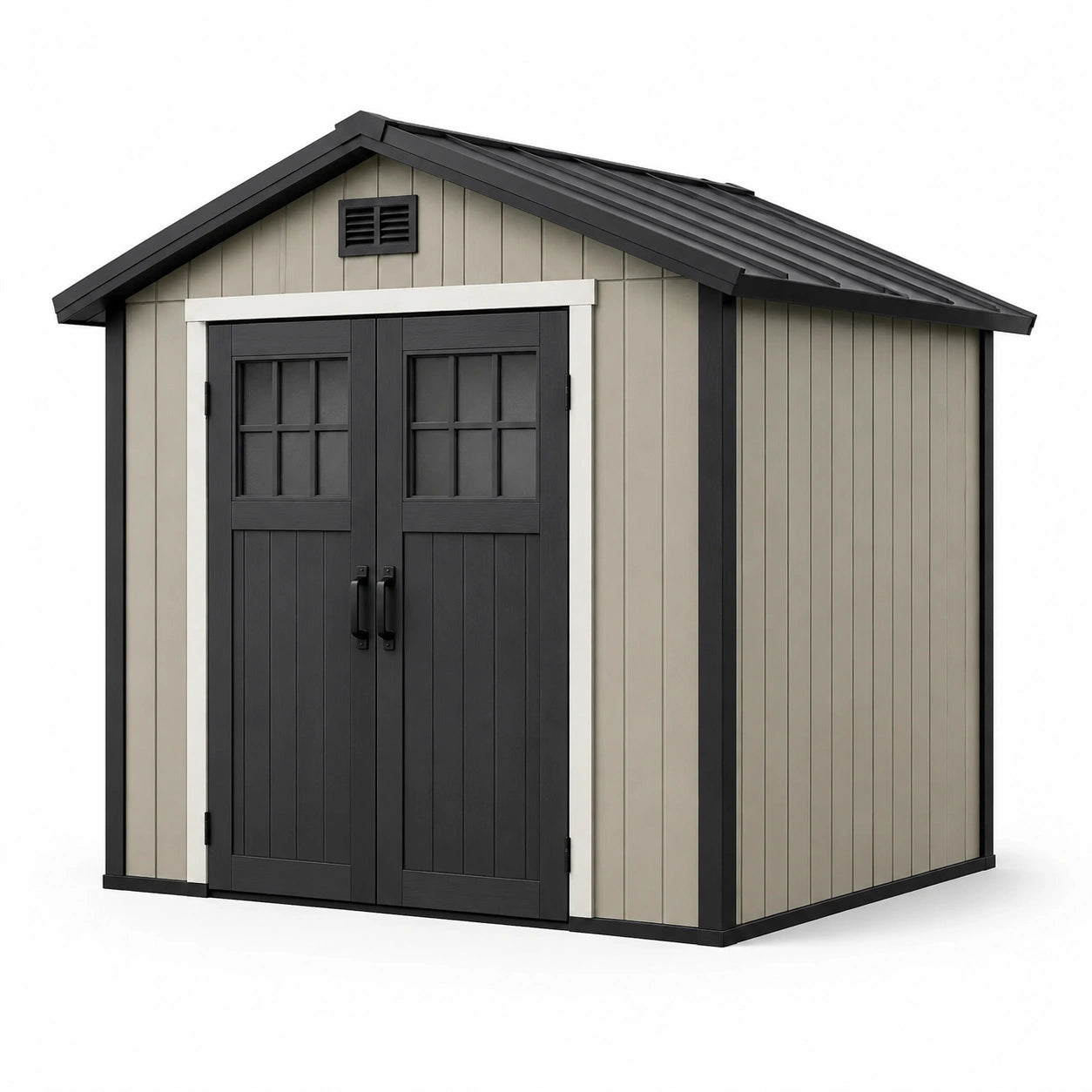 Abri de jardin en plastique avec portes doubles gris 185 x 152 x 226 cm