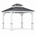 Pavillon de jardin en métal blanc et noir avec toit en acier galvanisé 300x300 cm