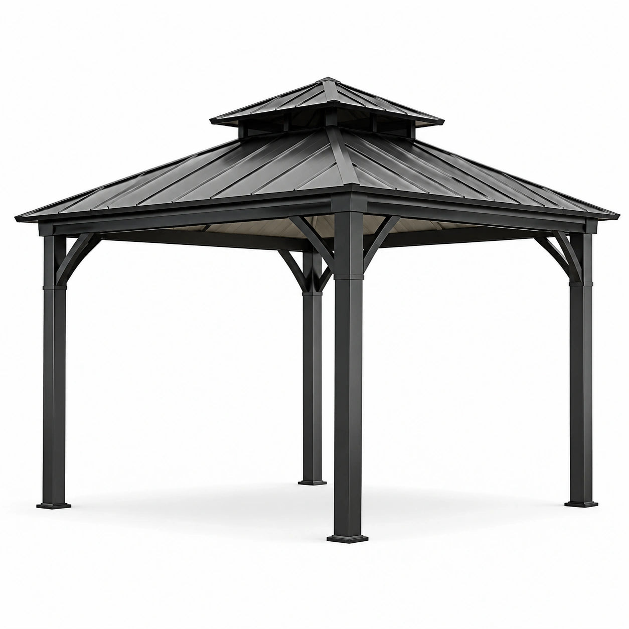 Pavillon de jardin en aluminium et acier noir 3x4m