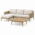 Ensemble de salon d'extérieur en bois et tissu beige