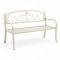 Banc de jardin en métal beige 130x55x90 cm