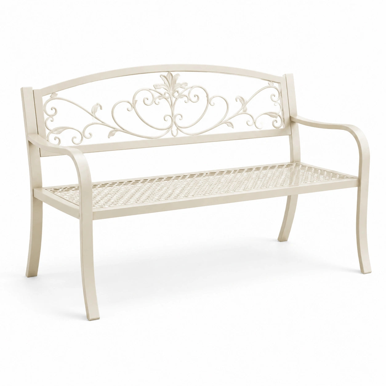 Banc de jardin en métal beige 130x55x90 cm