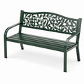 Banc de jardin en métal vert avec dossier ornementé 128 cm