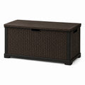 Coffre de rangement en plastique tressé brun 117x45x57cm