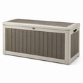Coffre de rangement en plastique beige et gris 120x45x60 cm