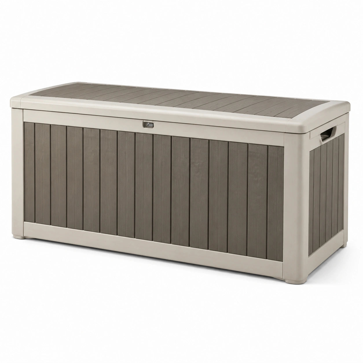 Coffre de rangement en plastique beige et gris 120x45x60 cm