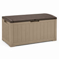 Coffre de rangement extérieur en plastique marron et beige 120x45x60 cm