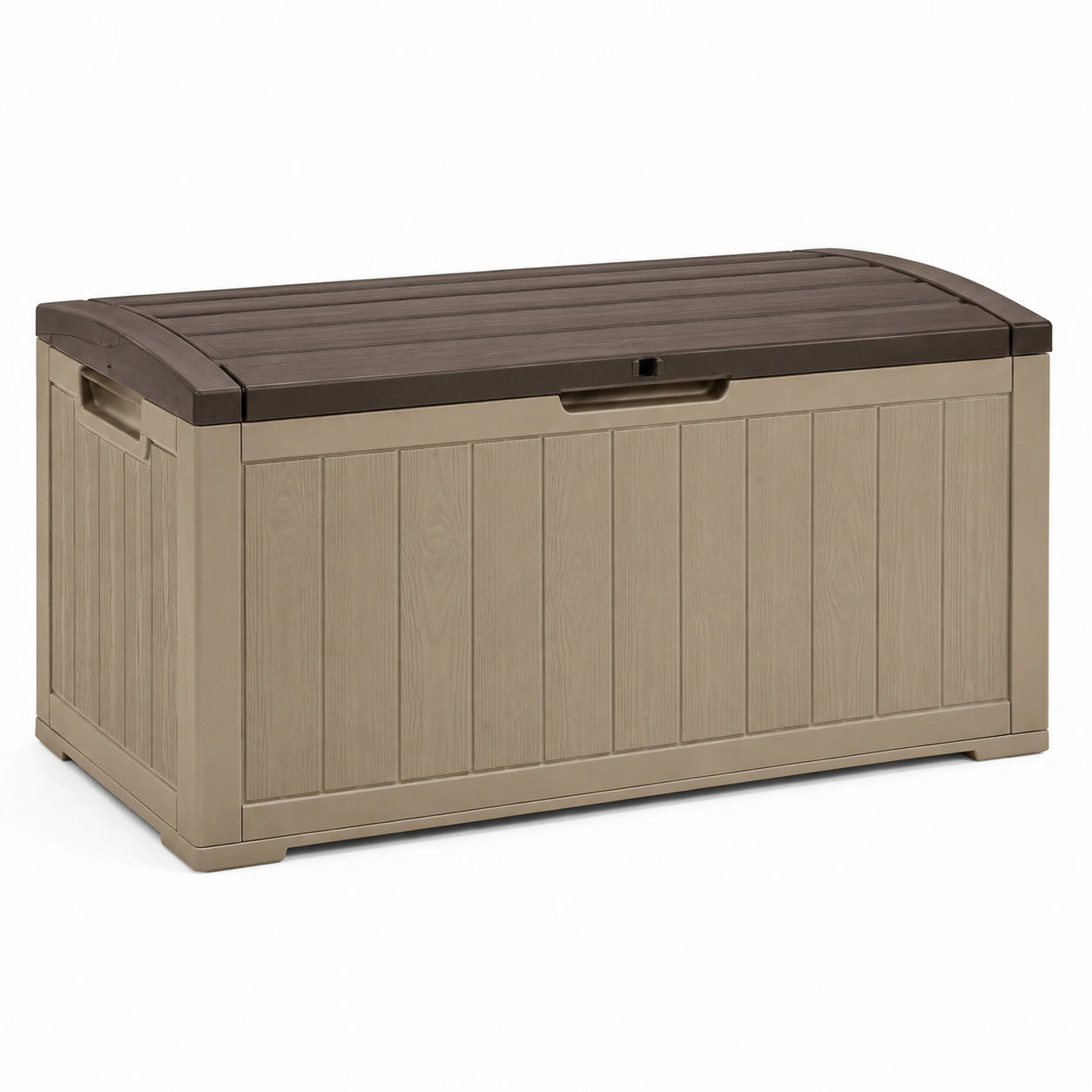 Coffre de rangement extérieur en plastique marron et beige 120x45x60 cm