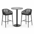 Ensemble table ronde en métal et tabourets en corde synthétique noir