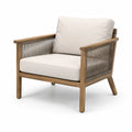Fauteuil en bois d'acacia et corde avec coussins en polyester beige