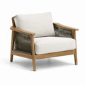 Fauteuil en bois d'acacia avec corde et coussins en polyester beige