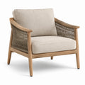 Fauteuil en bois et corde tissée beige