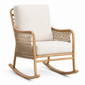 Fauteuil à bascule en bois et tissu beige