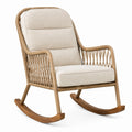 Fauteuil à bascule en rotin synthétique et bois beige