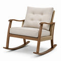 Fauteuil à bascule en bois et tissu polyester beige