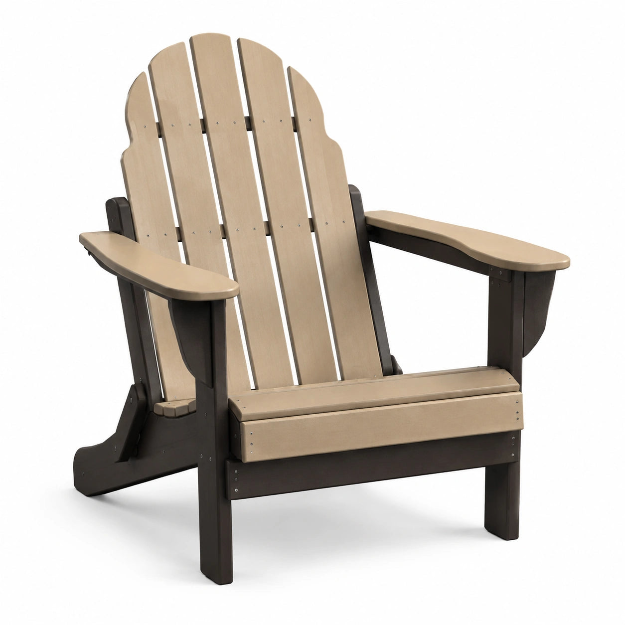 Chaise Adirondack en plastique HDPE beige et marron pour extérieur